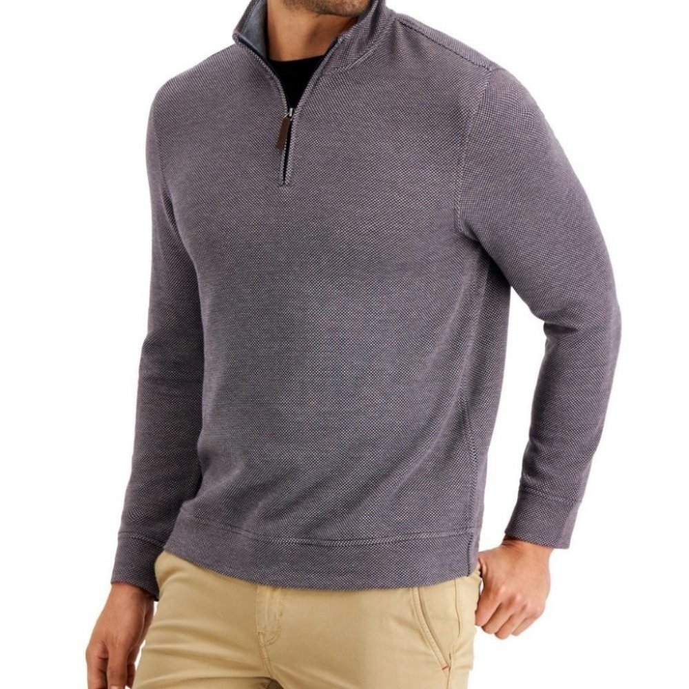 Club Room Men's Birdseye Quarter-Zip Pullover Sweater Size S